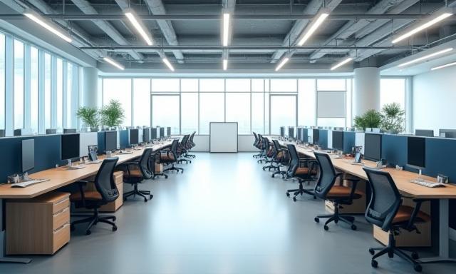 Clean commercial office space with modern furniture