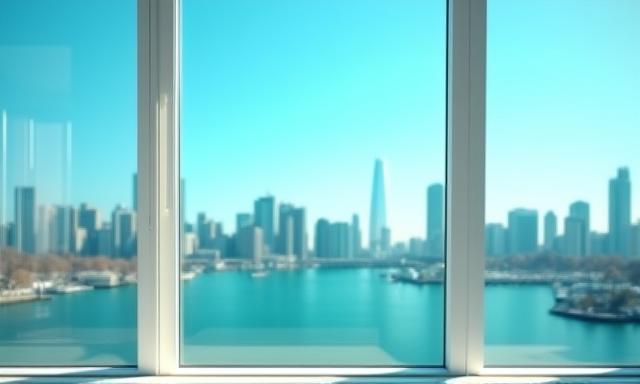 Clean window with city view outside